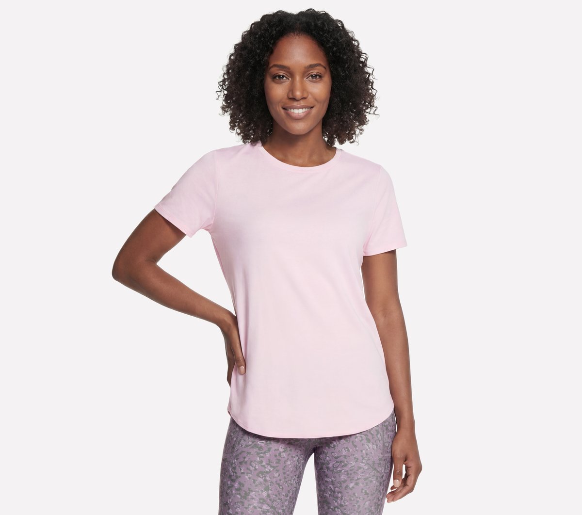 Skechers Women&rsquo;s GO DRI Swift Tunic Top T-Shirt in White/Pink, Size Large | Polyester/Spandex