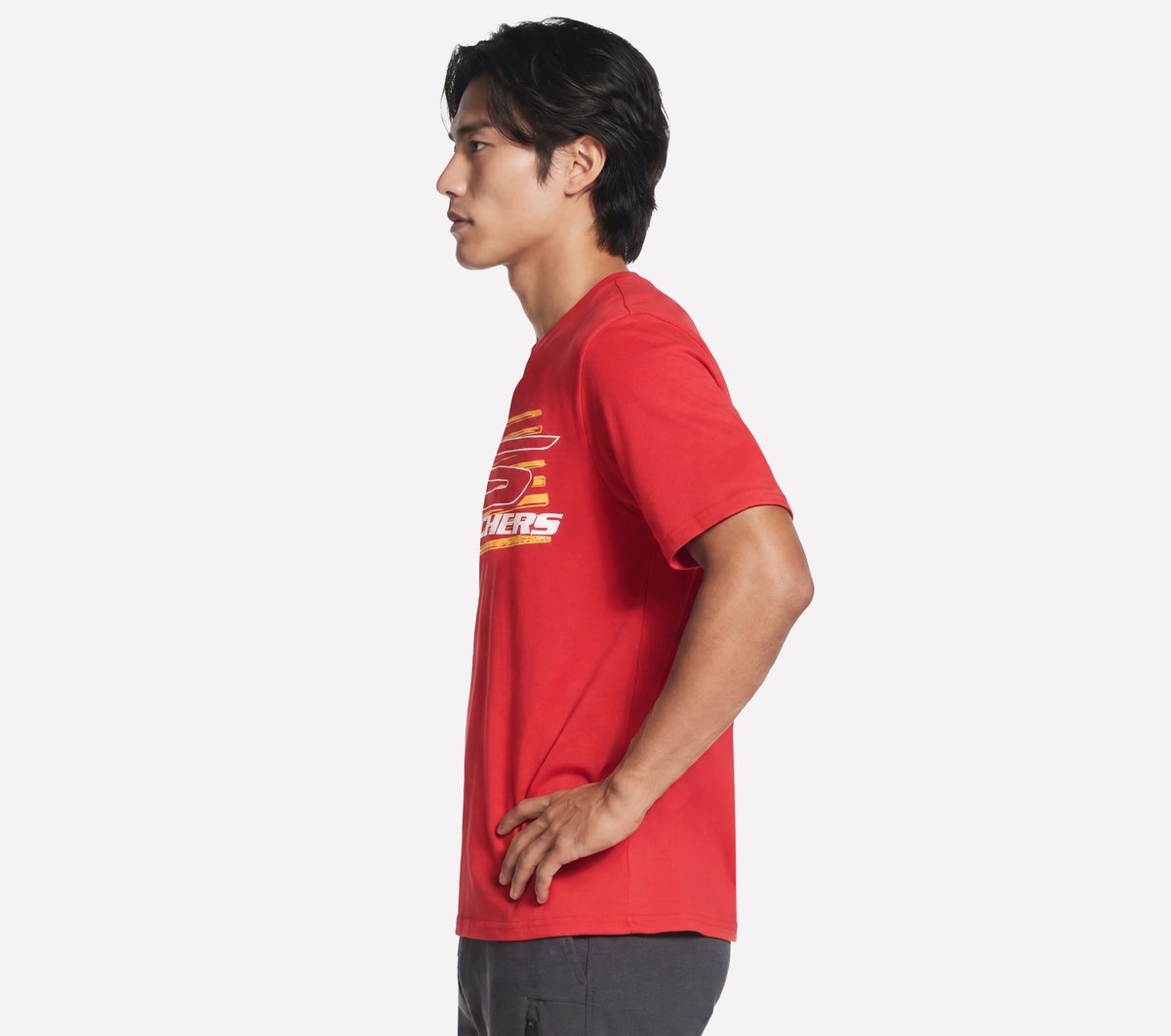 Split Tee — RED / BROWN
