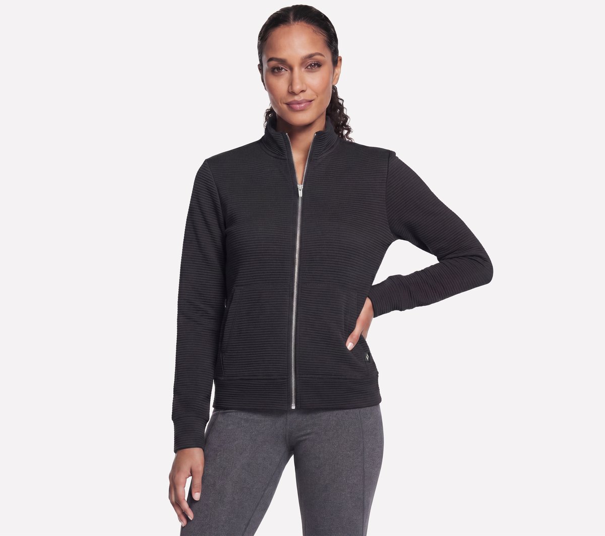 Skechers Women's Go Walk Everywhere Jacket In Black/blue/orange