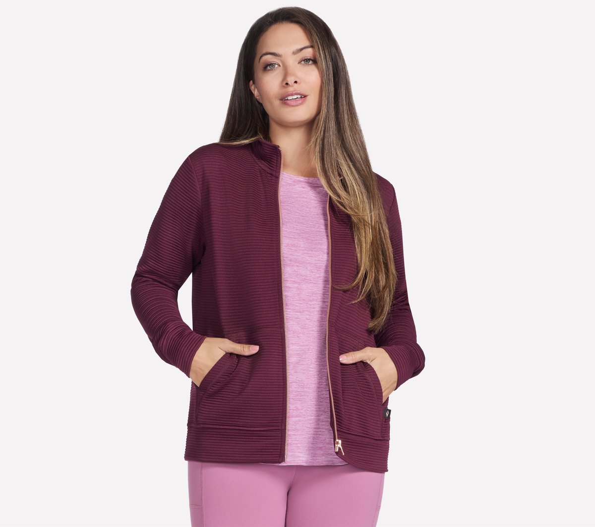 Skechers GO WALK Everywhere chaqueta en Borgoña/Rosa, talla Grande
