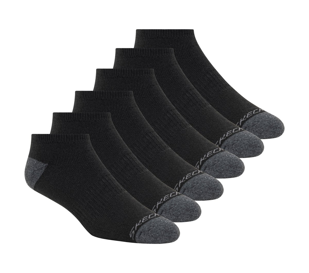 Skechers 6 Pack Walking Low Cut medias o calcetines? en Negro, talla Grande