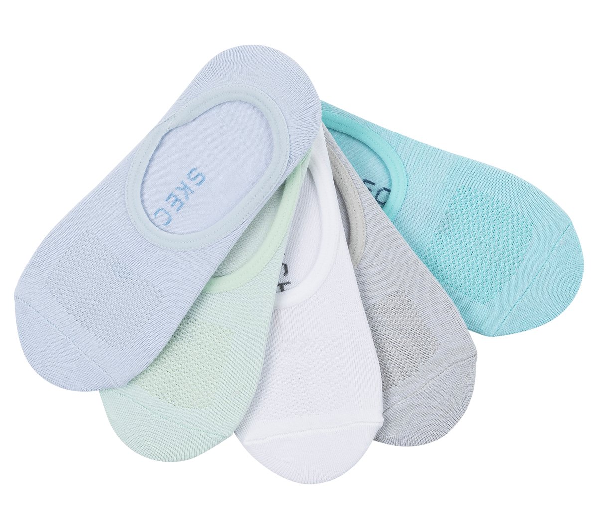 Skechers Donna 5 Pack Wouomo's Liner Calze in Blu/Turchese, Taglia Medio