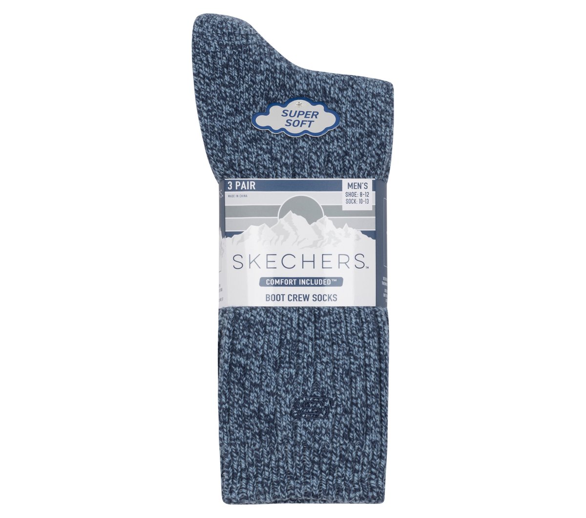 Super Soft Boot Crew Socks - 3 Pack — BLUE  /  GRAY