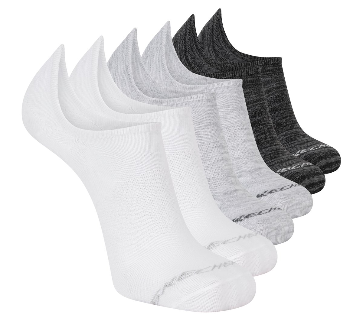 Skechers 6 Pack Hombre's Zapatilla Liner medias o calcetines? en Blanco/Negro, talla Grande