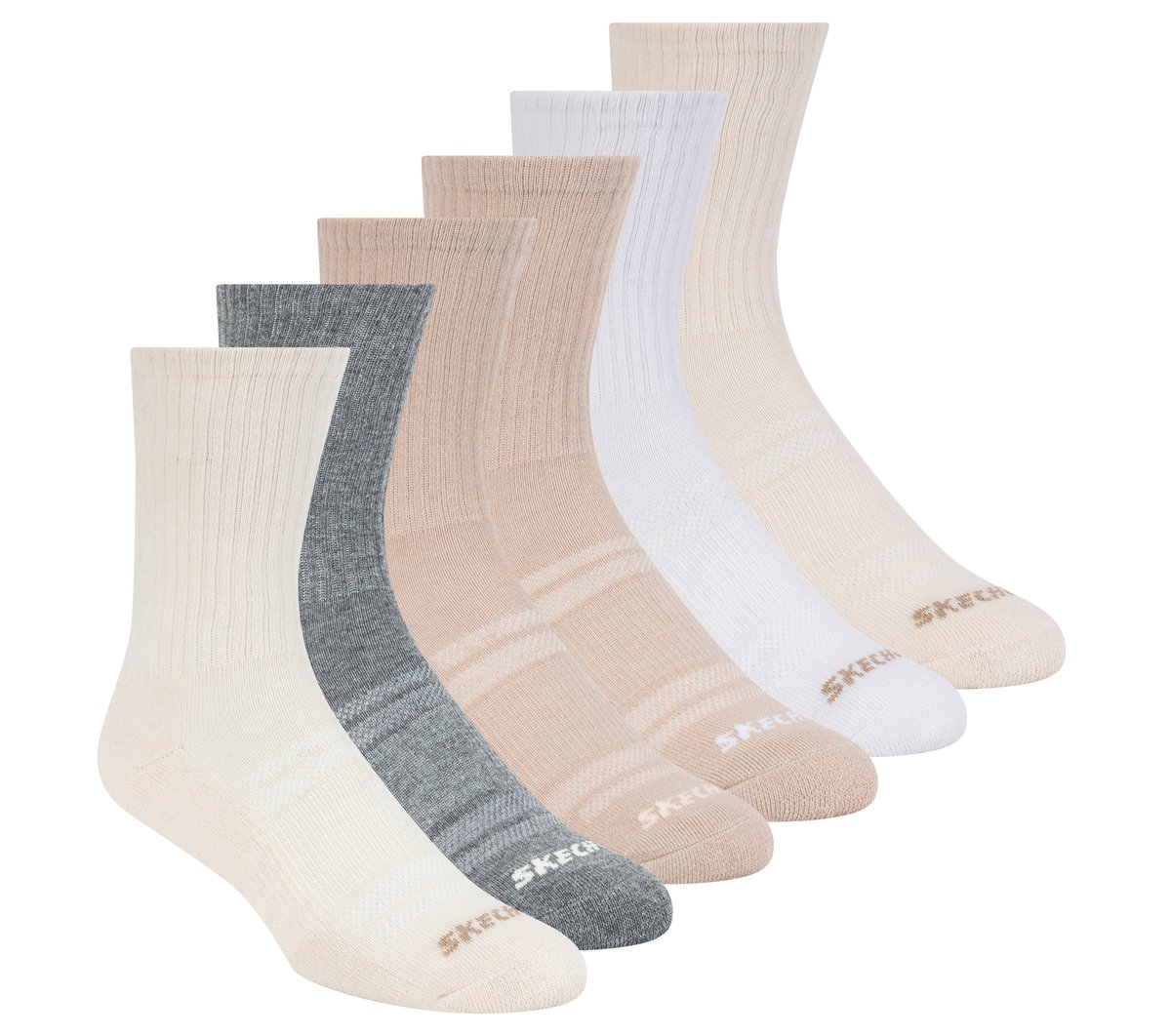 Skechers 6 Pack Core Crew Media medias o calcetines? en Marrón Bronceado, talla Media