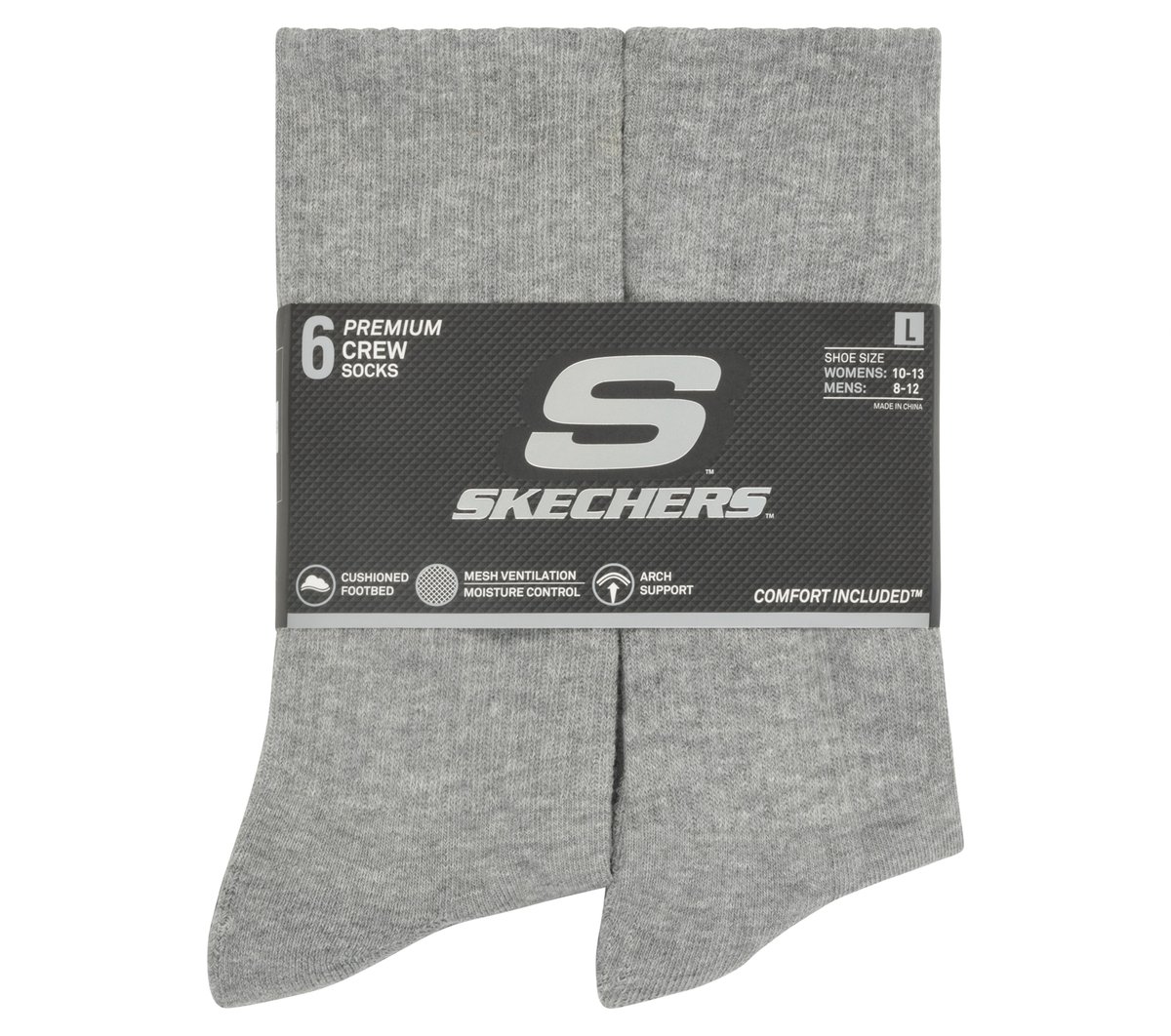 6 Pack Large Core Crew Socks