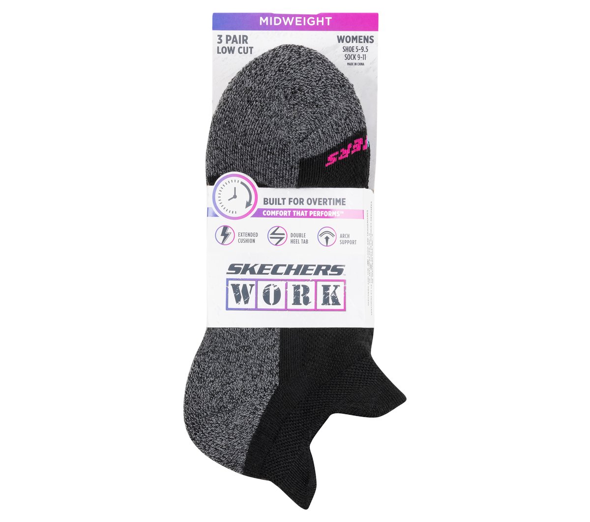 Work: Lowcut Heel Tab Socks - 3 Pack — BLACK