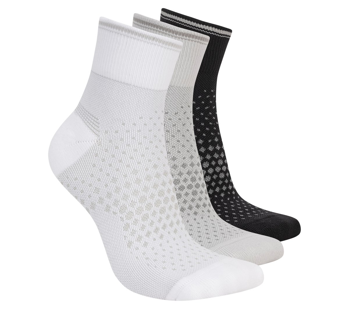 Skechers 3 Pack Mujer's Reflective Performance Quarter medias o calcetines? en Blanco/Gris, talla Media
