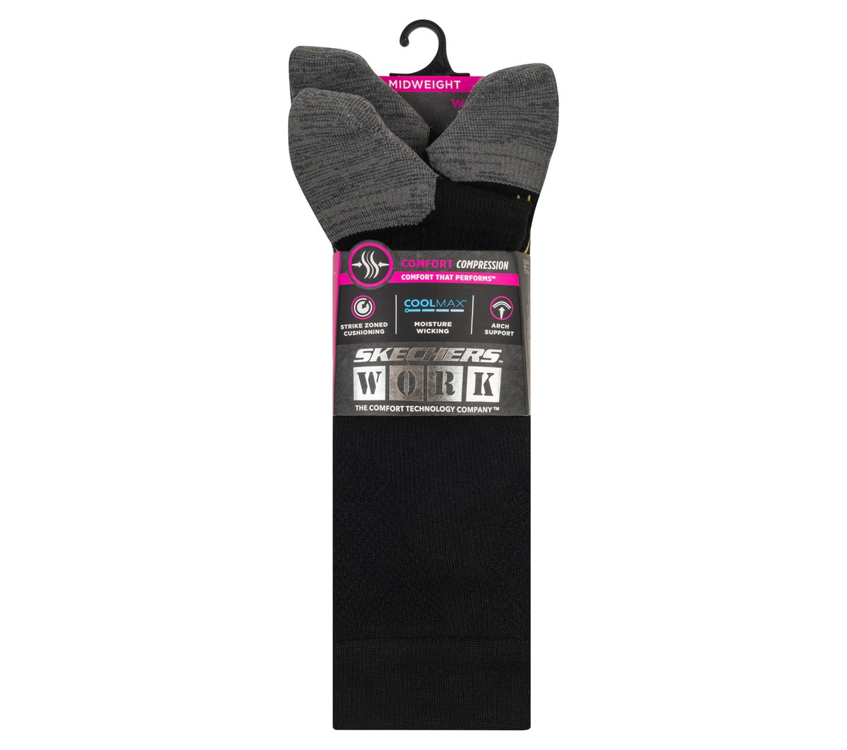 Work: 3 Pack Women's Over Calf Compression Socks — BLACK