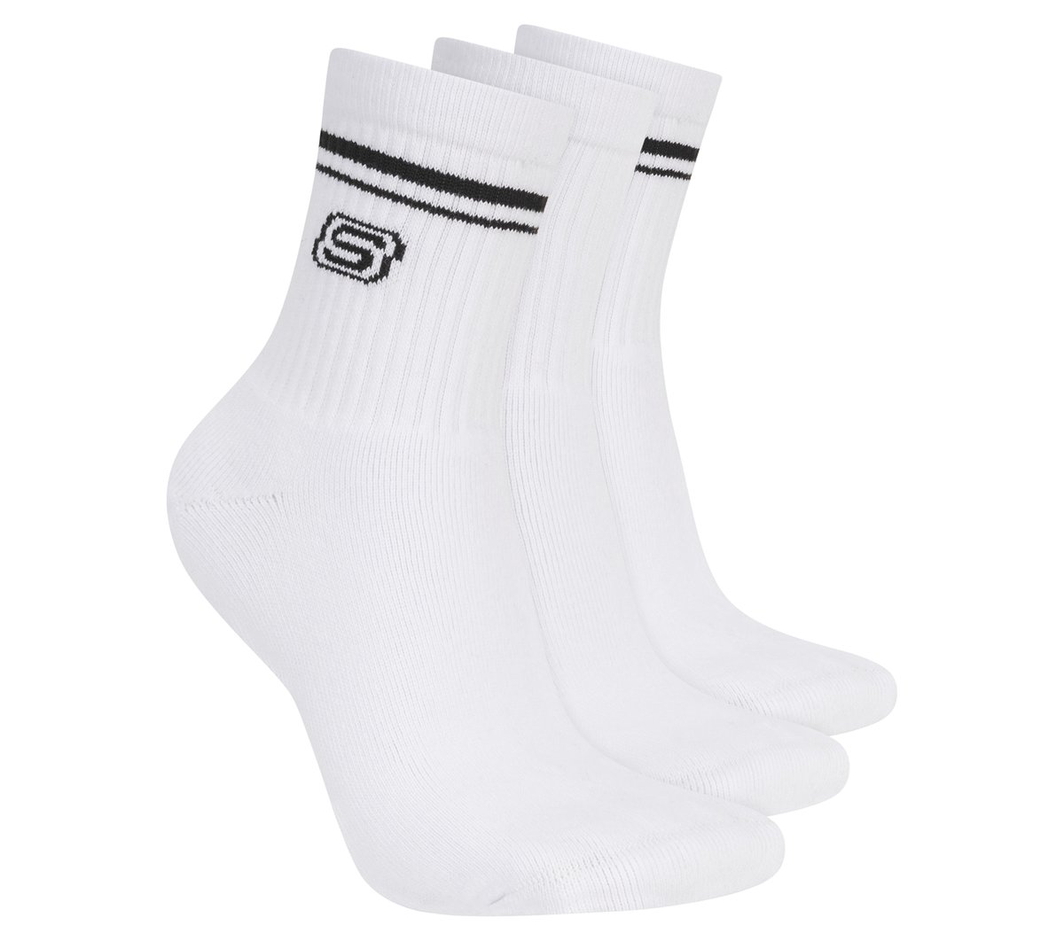 Skechers 3 Pack Mujer's Low Crew Varsity medias o calcetines? en Blanca, talla Media
