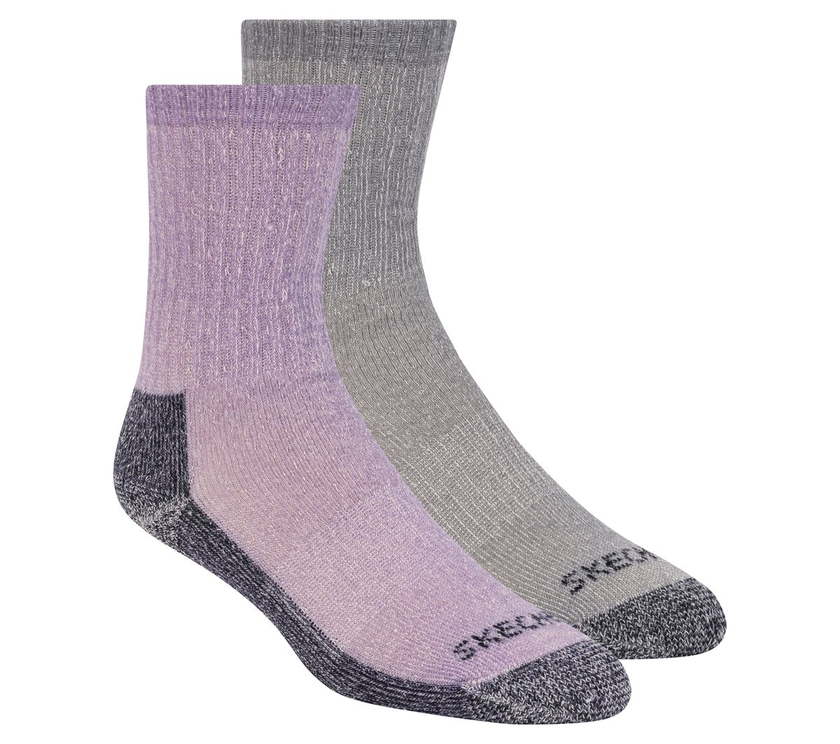 Skechers 2 Pack Mujer's Crew Wool medias o calcetines? en Morado/Gris, talla Media