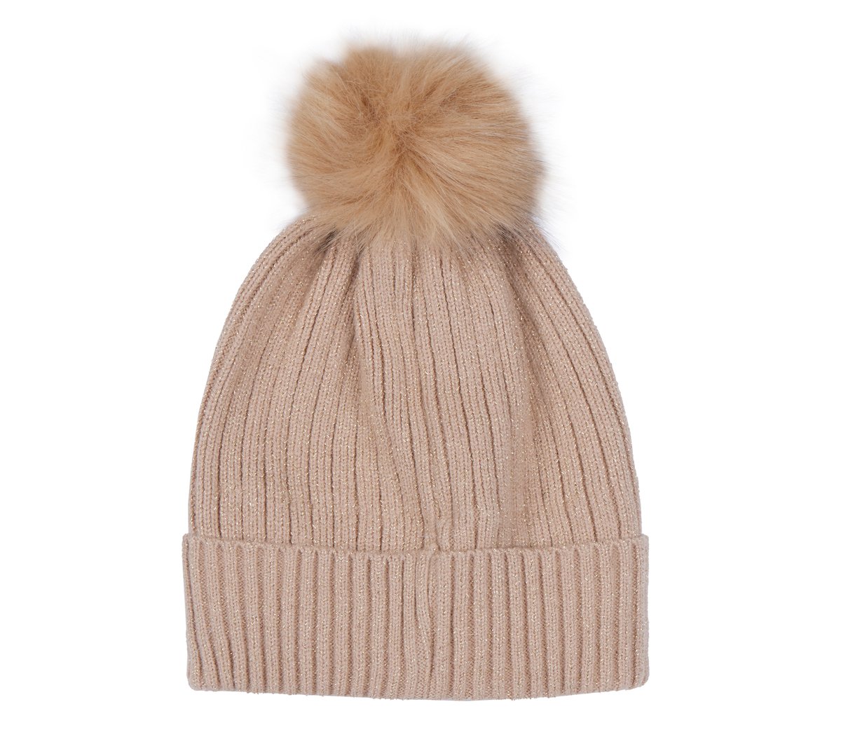 Metallic Ribbed Beanie Hat