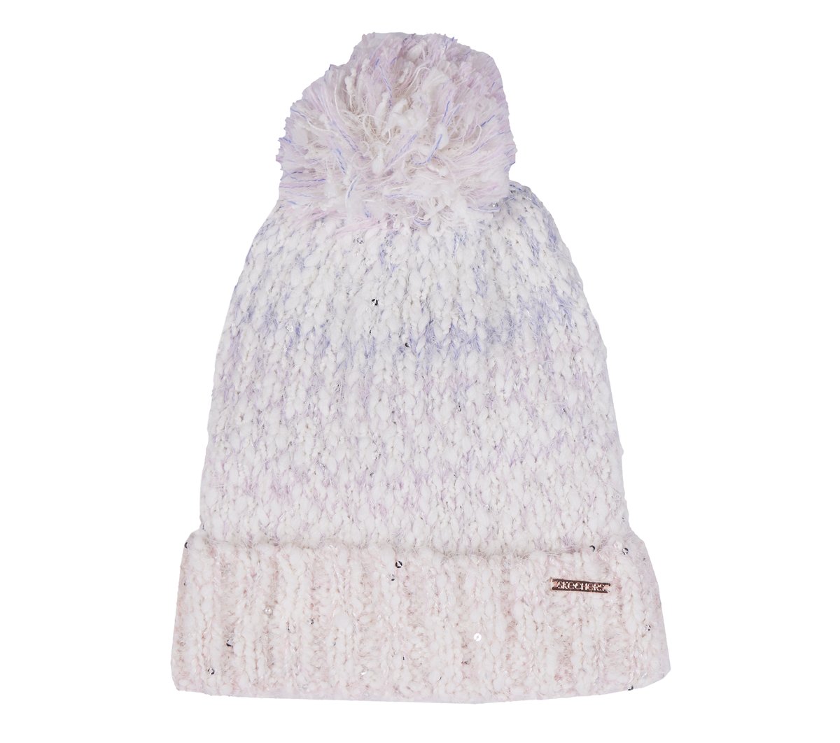 Skechers Femme Slub Knit Ivory Pom-Pom Beanie en Blanc Cassé-image-ZLK1075_OFWT