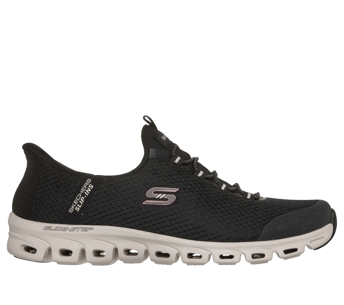 Skechers Slip-Ins: Glide-Step - Vibey Chaussures Moyen Width en Noir/Beige, Pointure 42, Vegan, Lavable en machine