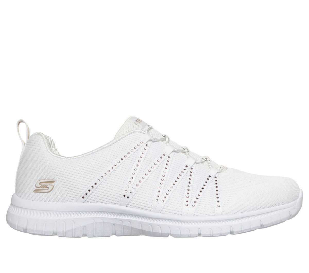 Skechers Dames Virtue - She Sparkles CM Zwart/Roos Goud, Maat 35, Vegan, Medium