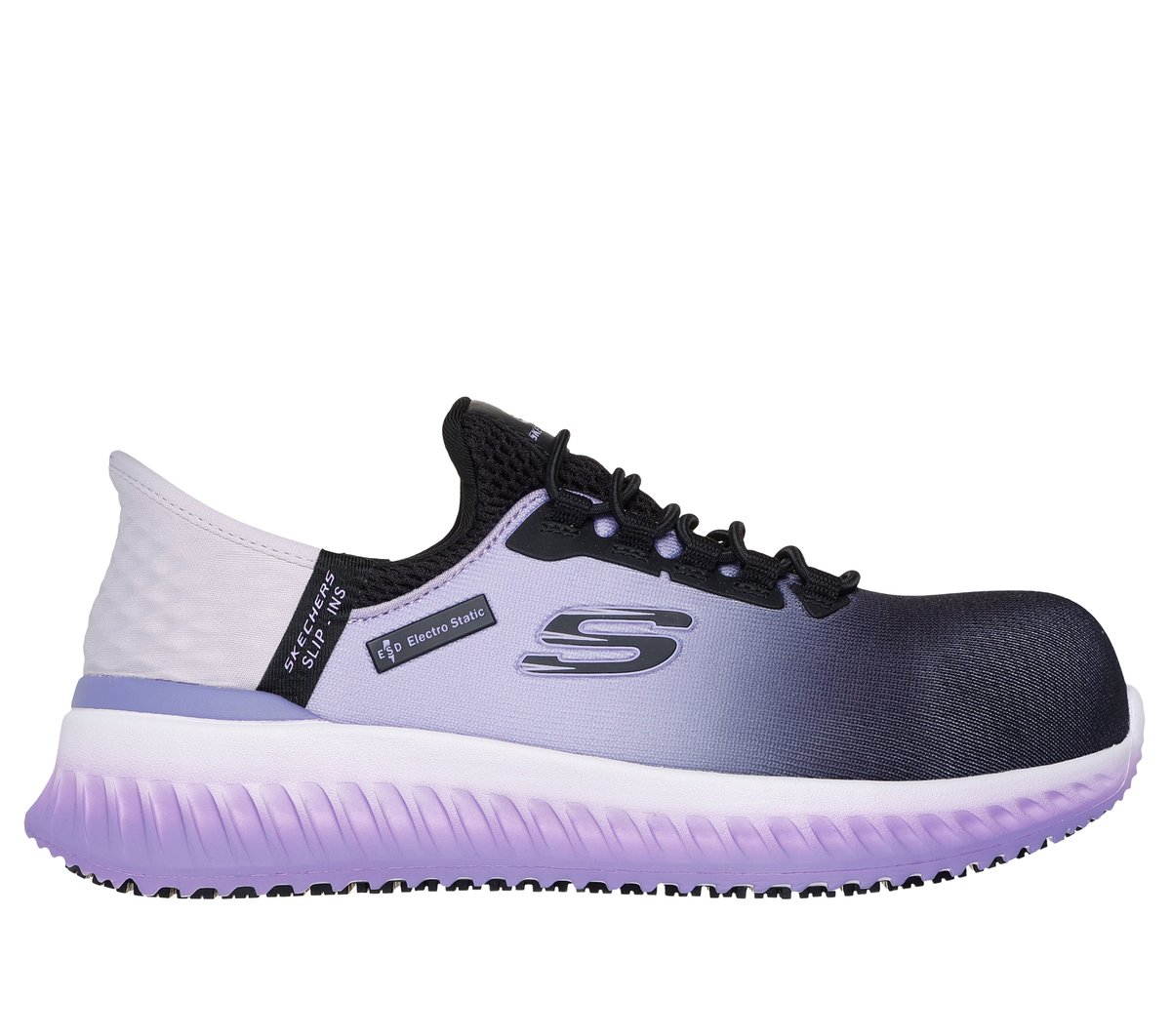 Skechers Dames Slip-ins Work: Tilido - Ombray CM Zwart/Purper, Maat 35, Medium