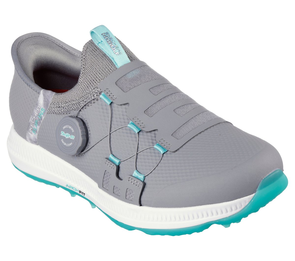 Skechers Slip-ins Waterproof: GO GOLF Elite 5 - Slip 'In - GRAY / AQUA