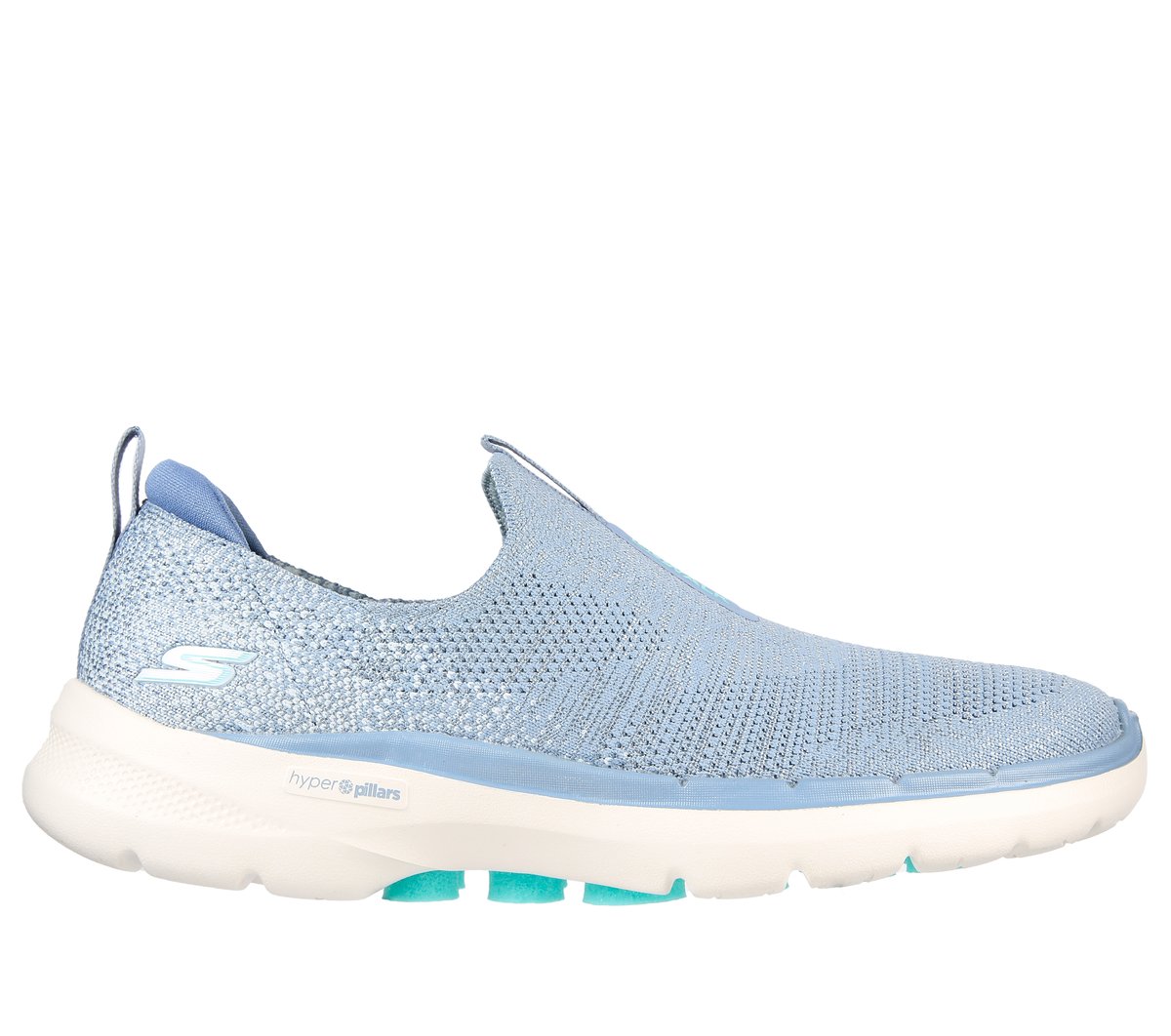Skechers Dames GOwalk 6 - Glimmering CM Blauw/Turkoois, Maat 35, Vegan, Medium