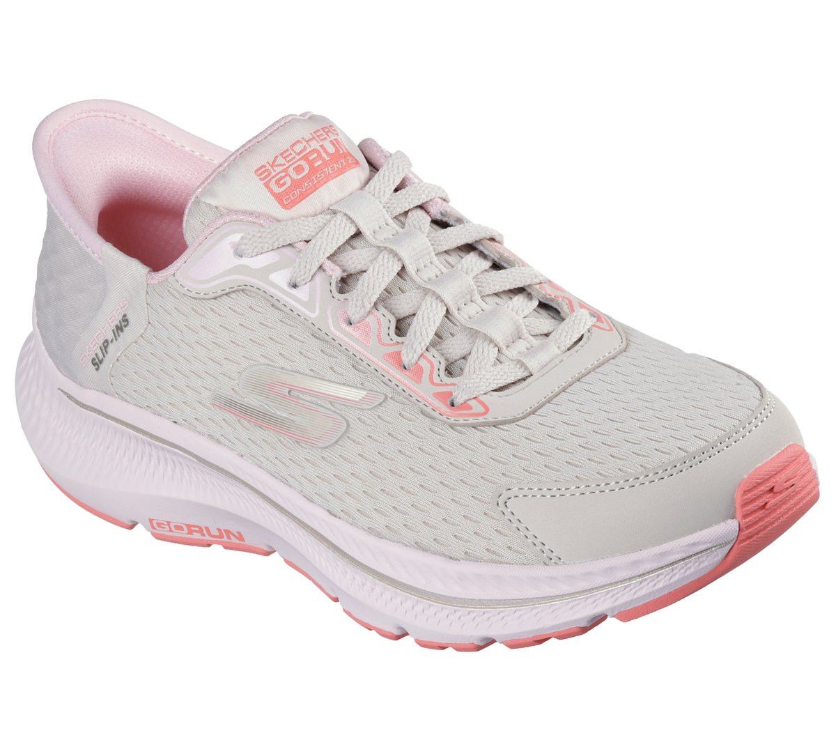 ・SKECHERS｜W Slip-Ins Go Run Consistent 2.0 Endure/ スケッチャーズ/スリップインズ ゴーラン コンシステント エンデュア/ナチュラルｘピンク # Skechers Slip-ins: GO RUN Consistent 2.0 - Endure | SKECHERS JP