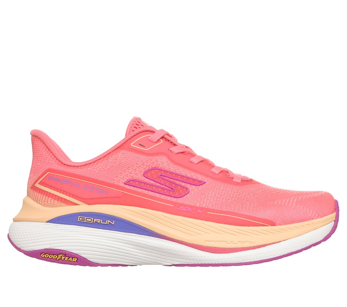 Skechers Dames Max Cushioning Propulsion - Pure Pace CM Roze, Maat 35, Vegan, Mag in de wasmachine, Medium