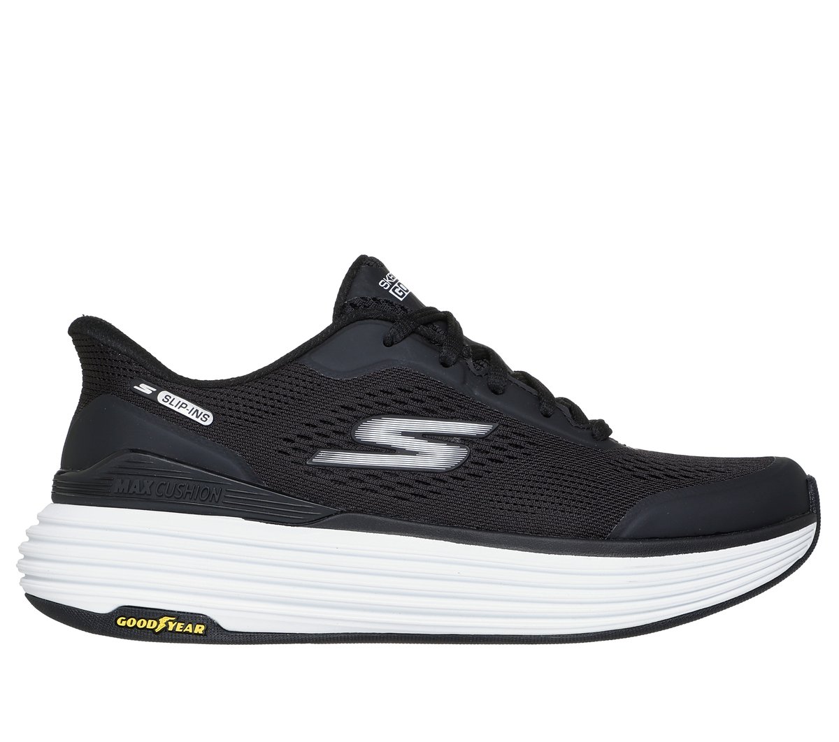 Skechers Slip-ins: Max Cushioning Suspension - Chrone Moyen Width en Noir, Pointure 41, Vegan, Lavable en machine