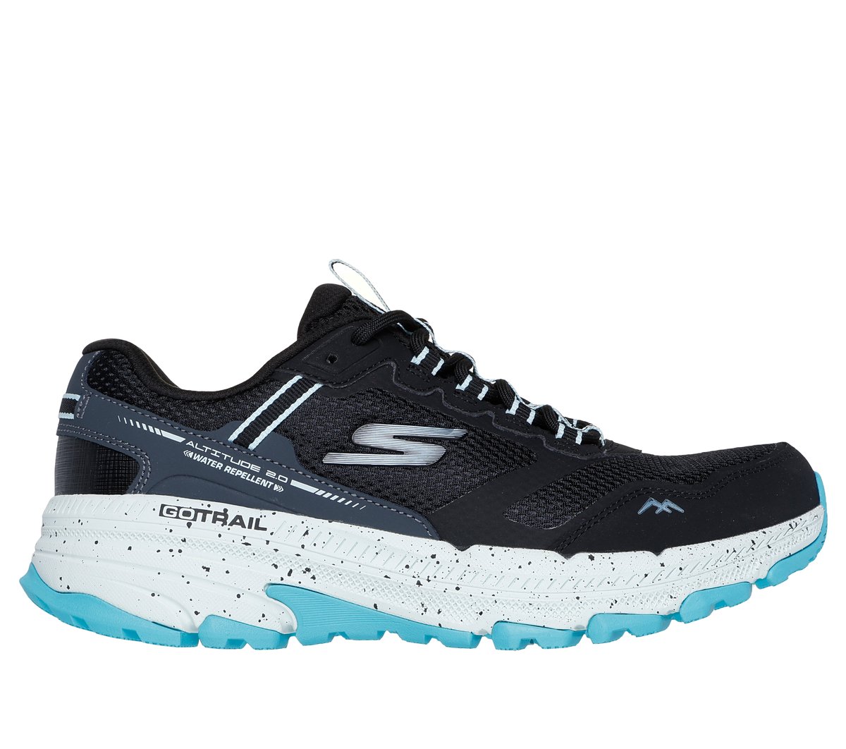 Skechers Dames GO RUN Trail Altitude 2.0 - Ravine CM Zwart/Aqua, Maat 35, Vegan, Medium