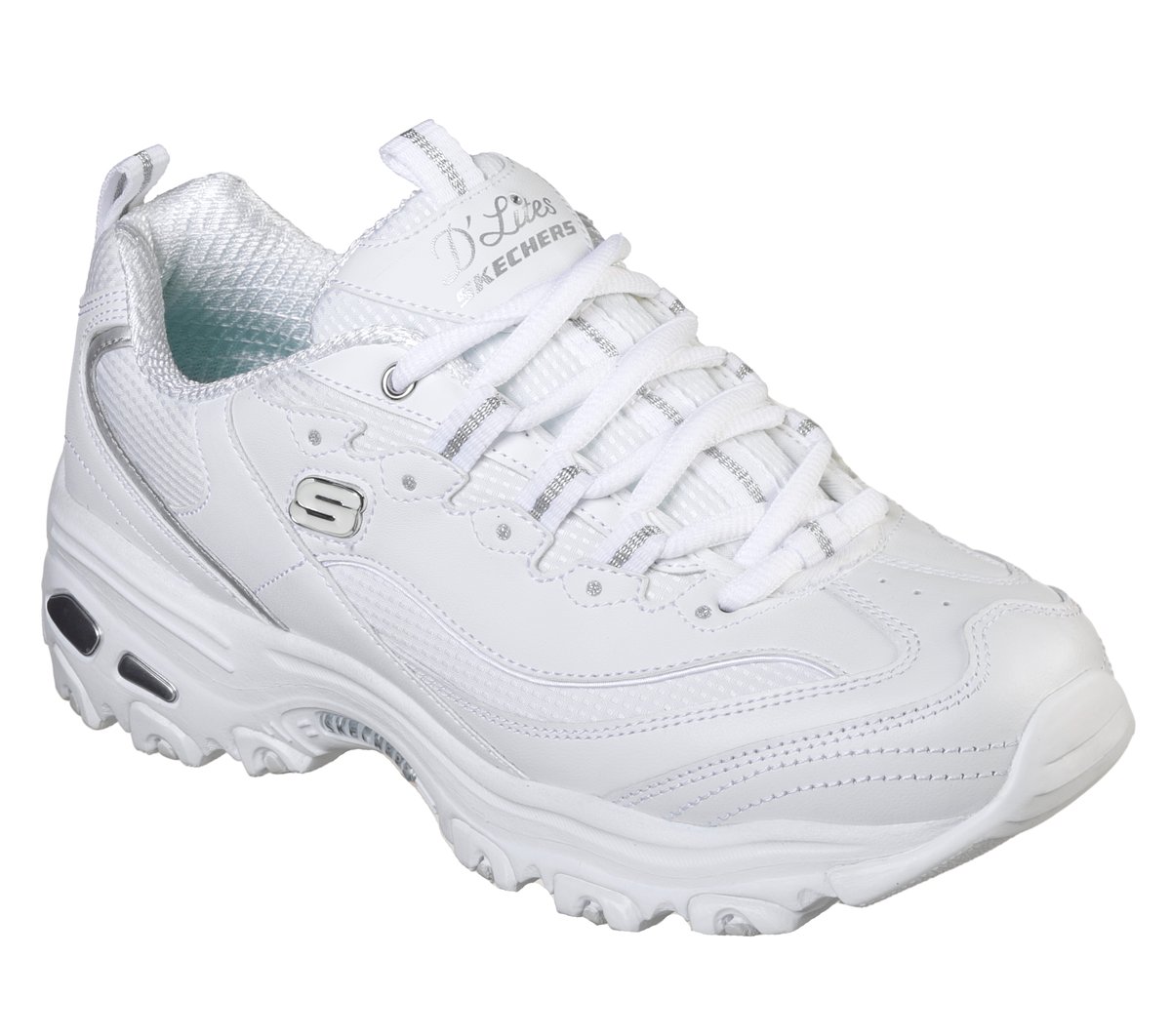Skechers Dames D'Lites - Endless Dream CM Wit/Zilver, Maat 35, Medium