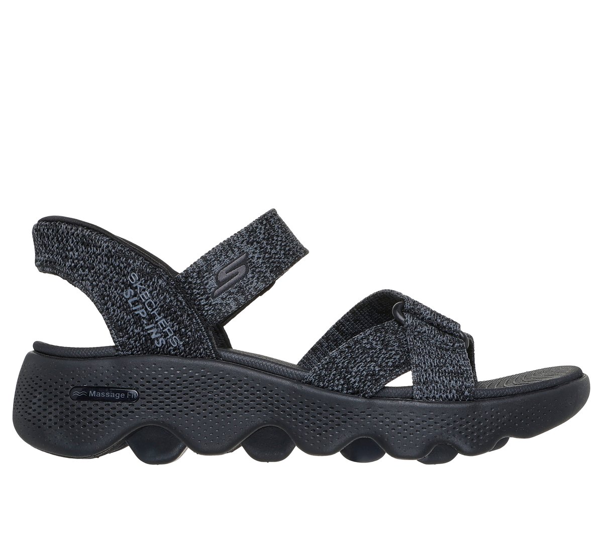 Skechers Slip-ins: GO WALK Massage Fit Sandal - Heather - BLACK / GRAY