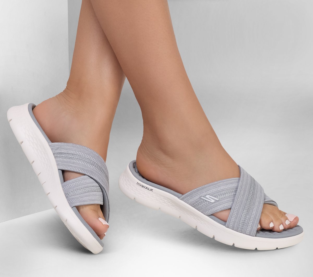 SKECHERS GO WALK FLEX SANDAL グレー Skechers Womens Go Walk Flex Sandal Timeless, Grey, Size 9