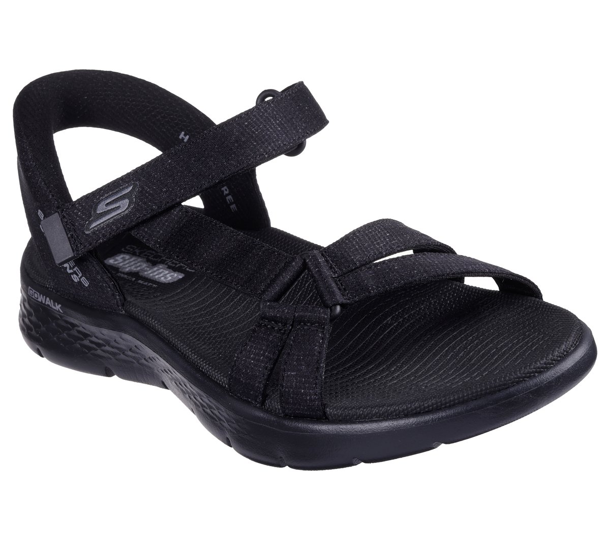 SKECHERS Slip-ins ブラックサンダル SKECHERS スケッチャーズ スリップインズ リボルテッド SS