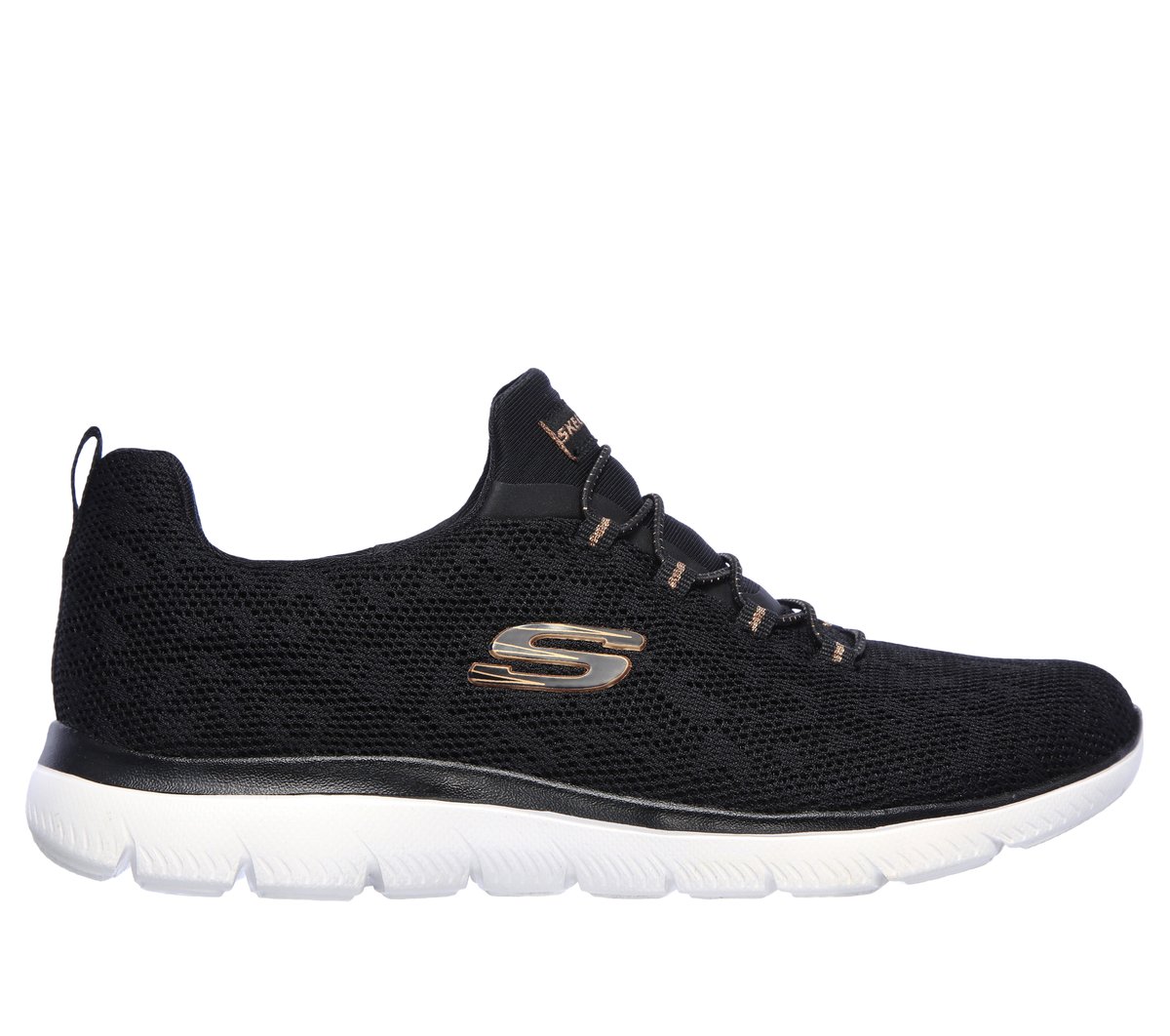 Skechers Dames Summits - Leopard Spot CM Zwart/Roos Goud, Maat 35, Medium