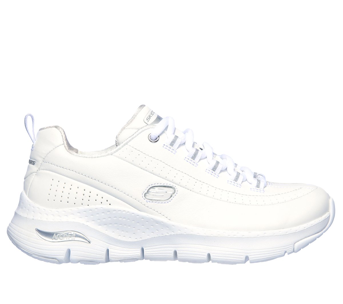 Skechers Arch Fit - Citi Drive Sneaker in Weiss/Silber, Größe 42