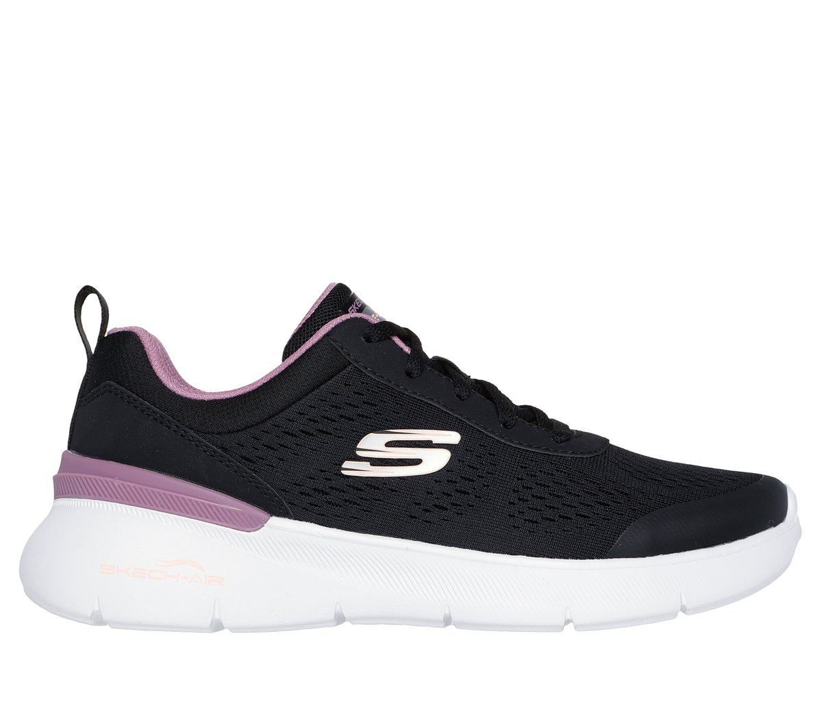 Skechers Dames Skech-Air Dynamight 2.0 - New Heights CM Zwart/Mauve, Maat 35, Vegan, Mag in de wasmachine, Medium