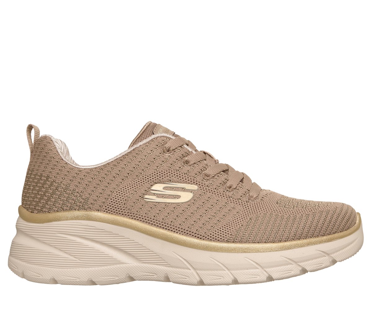 Skechers Dames Fashion Fit 2.0 - Moonlight Glow CM Taupe/Goud, Maat 35, Vegan, Mag in de wasmachine, Medium