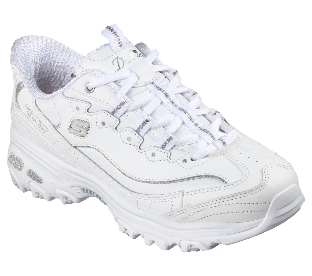 Skechers Slip-ins: D'Lites - Winning Choice - WHITE / SILVER