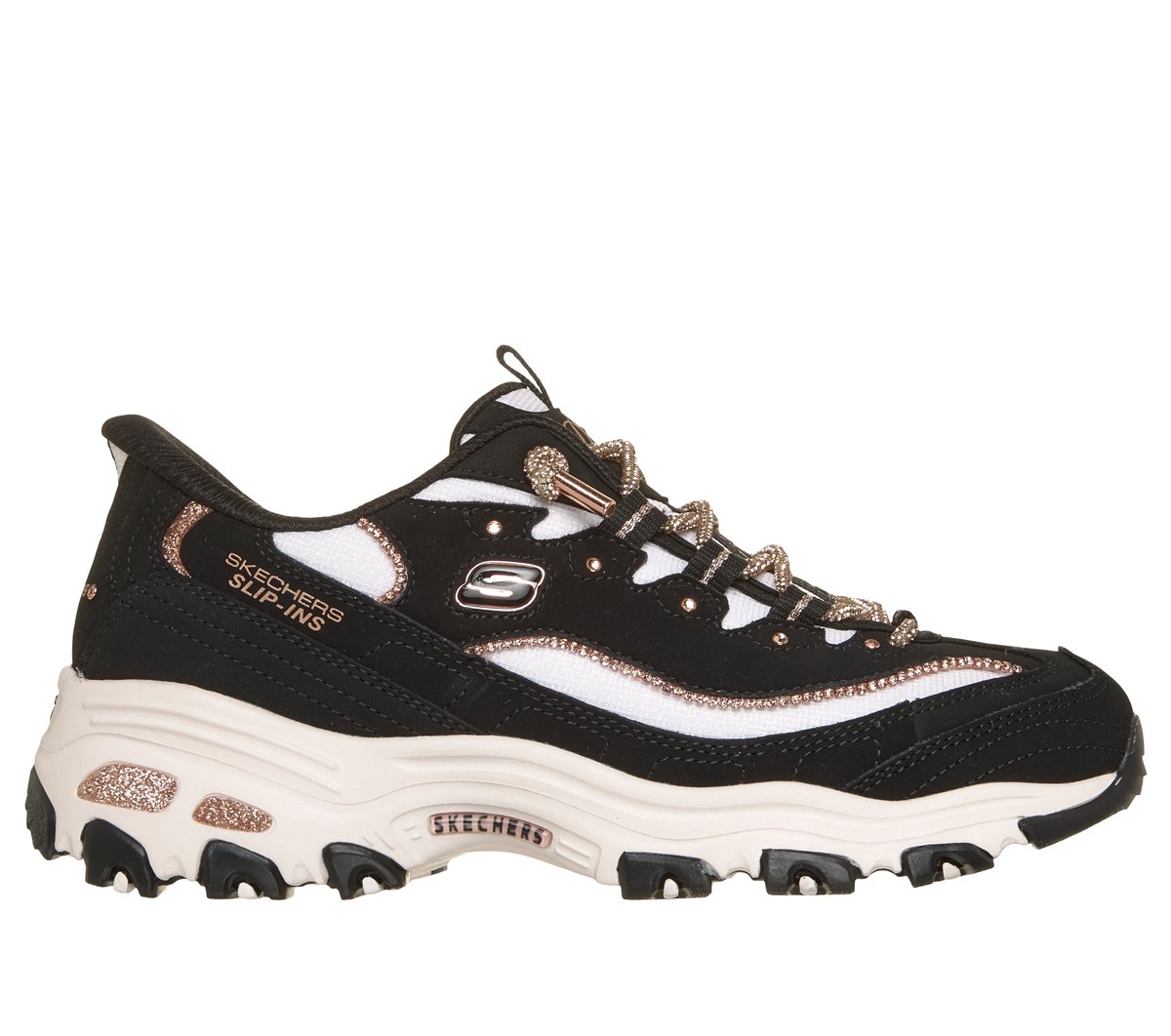 Skechers Damen Slip-ins: D'Lites -Show Time Sneaker in Schwarz/Weiss, Größe 43