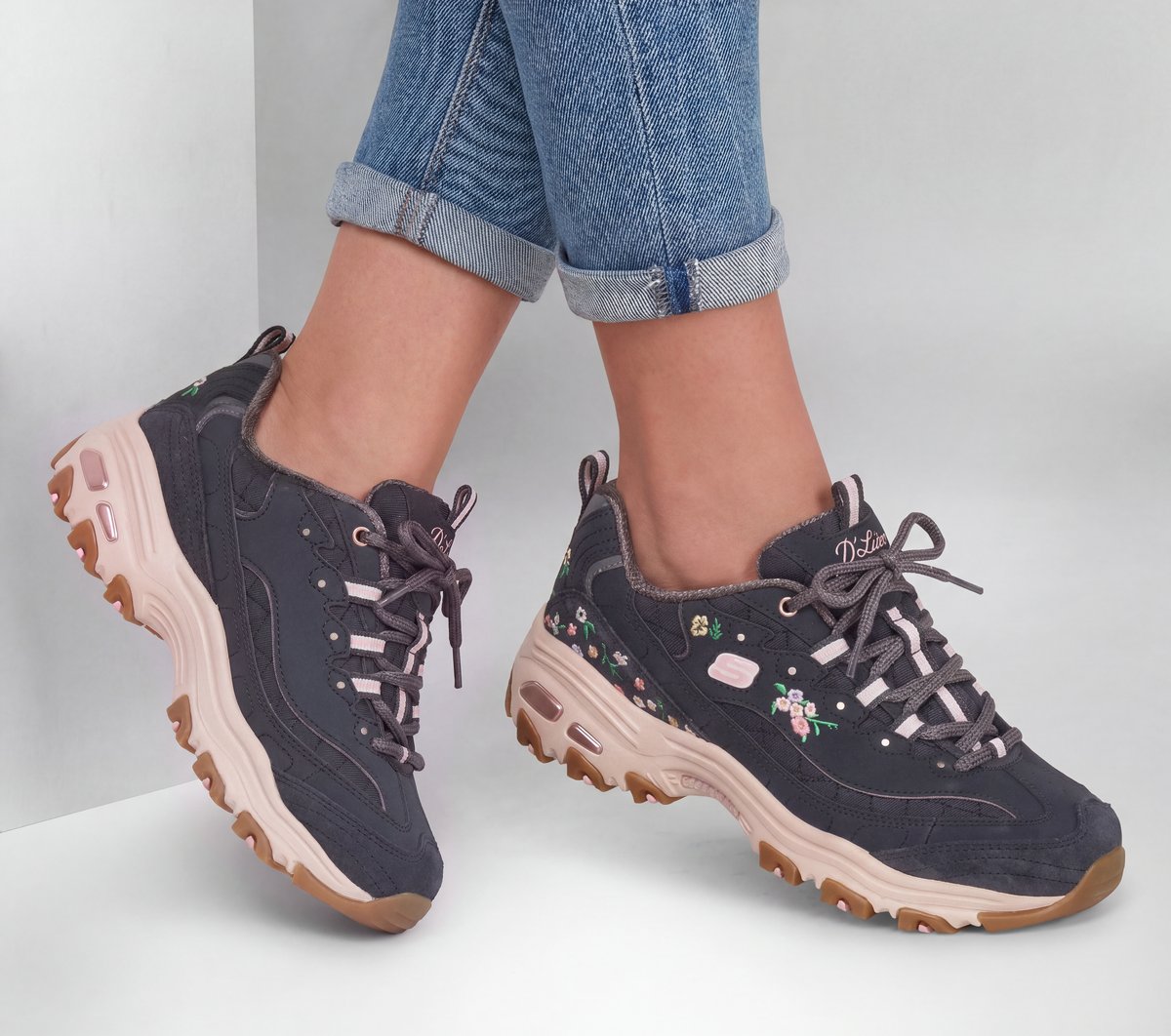SKECHERS D'Lites デイジー柄 スニーカー　大人気花柄24.5 D'Lites - Garden Chic