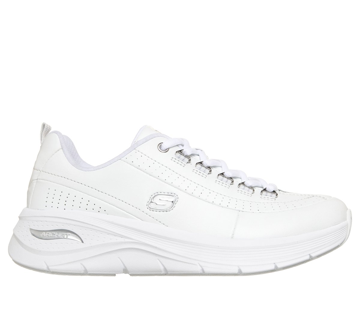 Skechers Dames Arch Fit 3.0 - Daily Icon CM Wit/Zilver, Maat 35, Medium