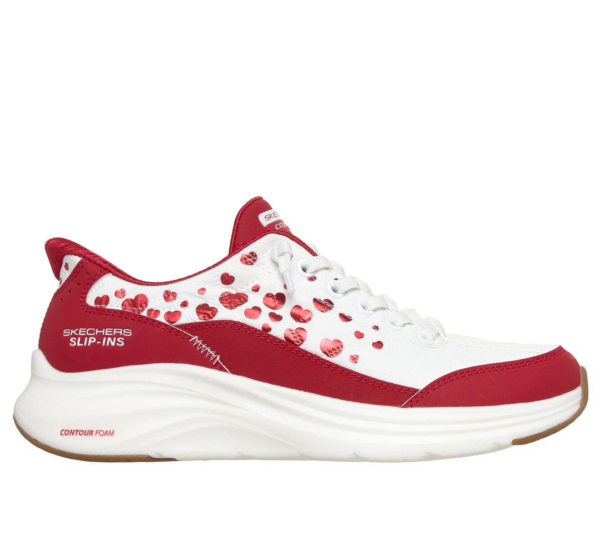 Skechers Slip-ins: Contour Foam - Cozy Fit Sole Mate - WHITE / RED