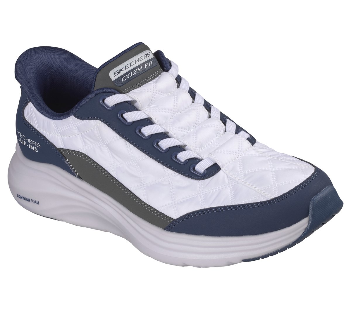 Skechers Slip-ins: Contour Foam - Cozy Fit Soft Legacy - WHITE / NAVY