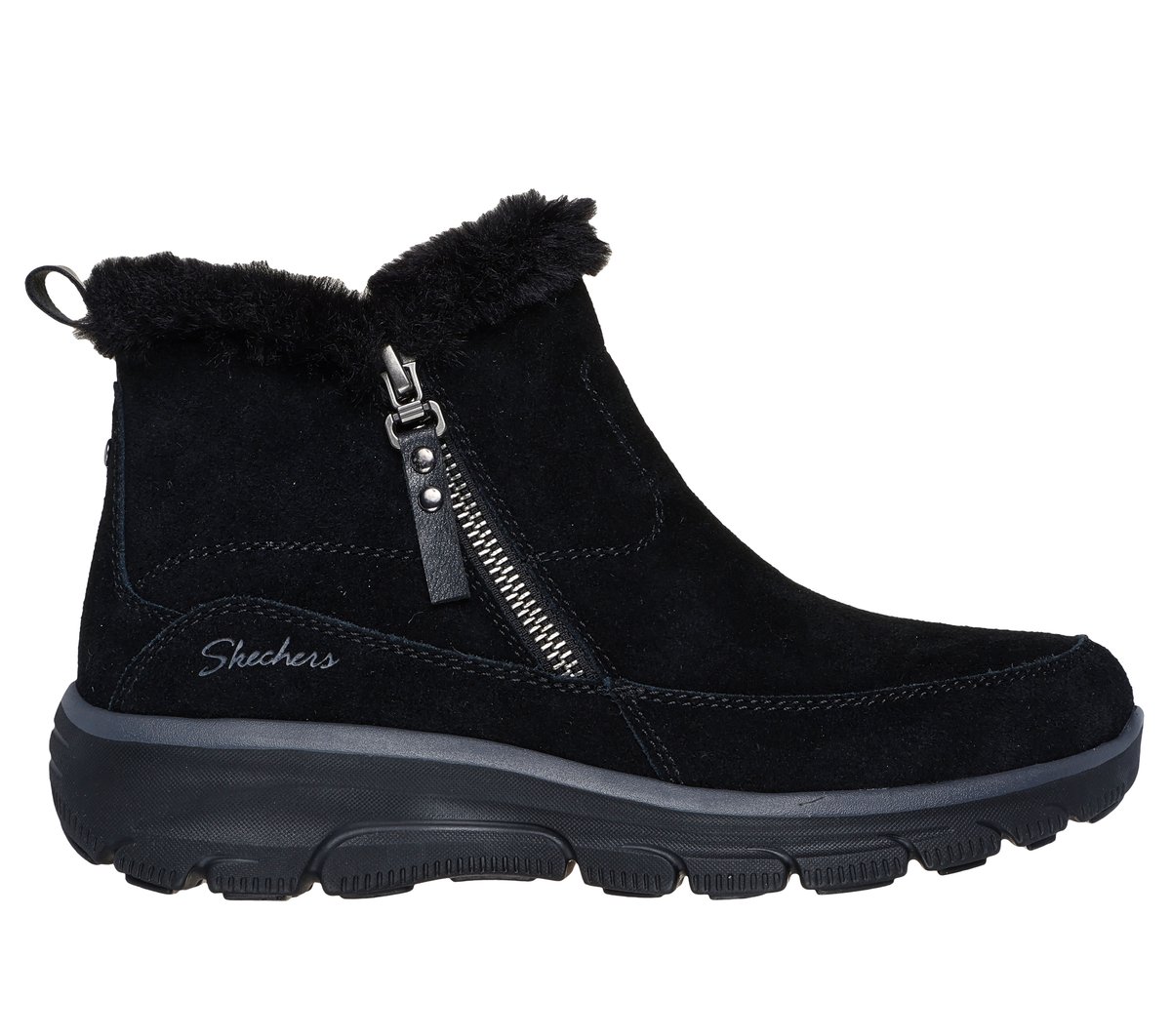 Skechers Relaxed Fit: Easy Going - Cool Zip Stiefel Shoes in Schwarz, Größe 41 Wide