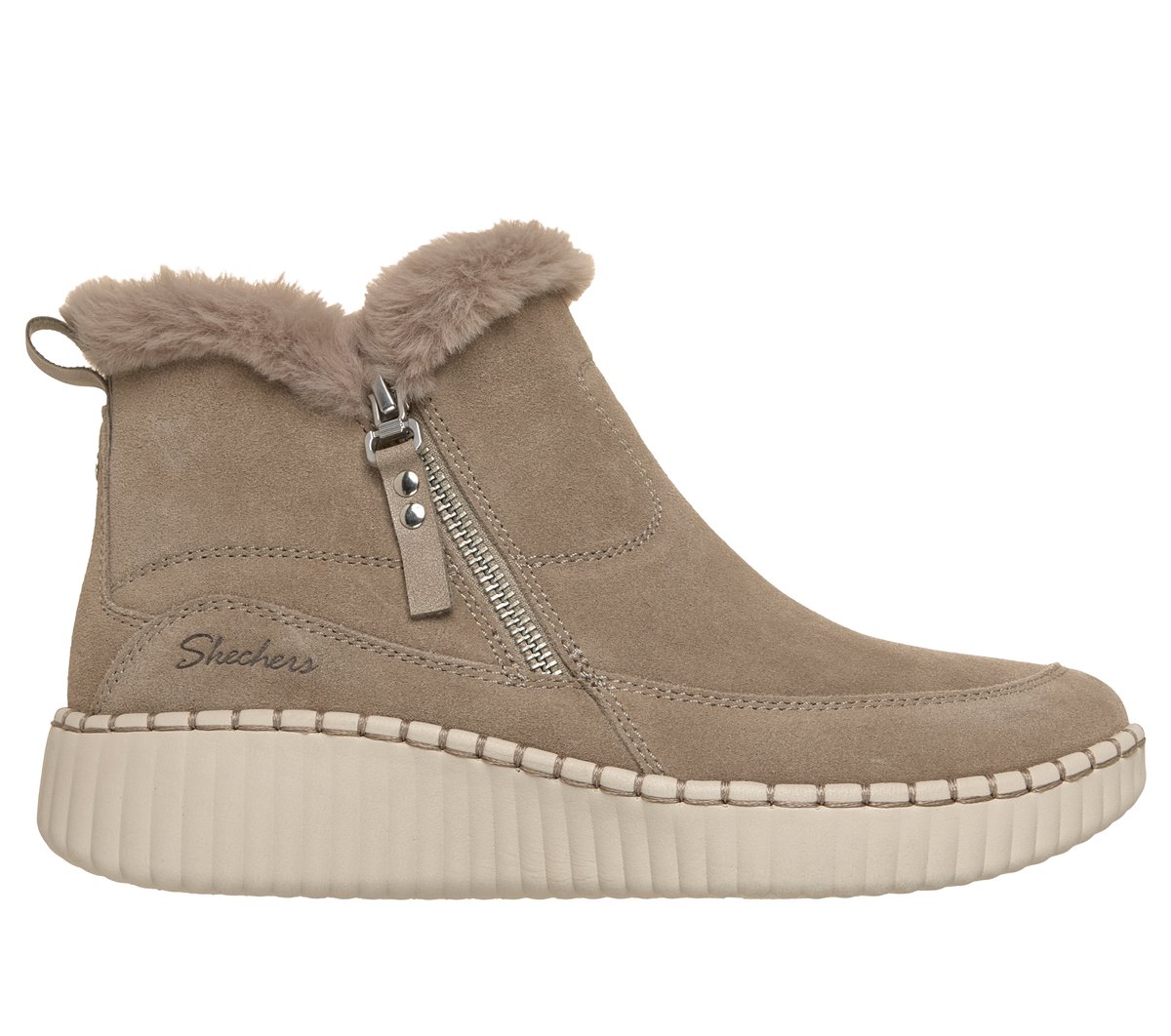 Skechers Dames Relaxed Fit: Wilshire Blvd - Fresh Zip CM Taupe, Maat 35, Medium