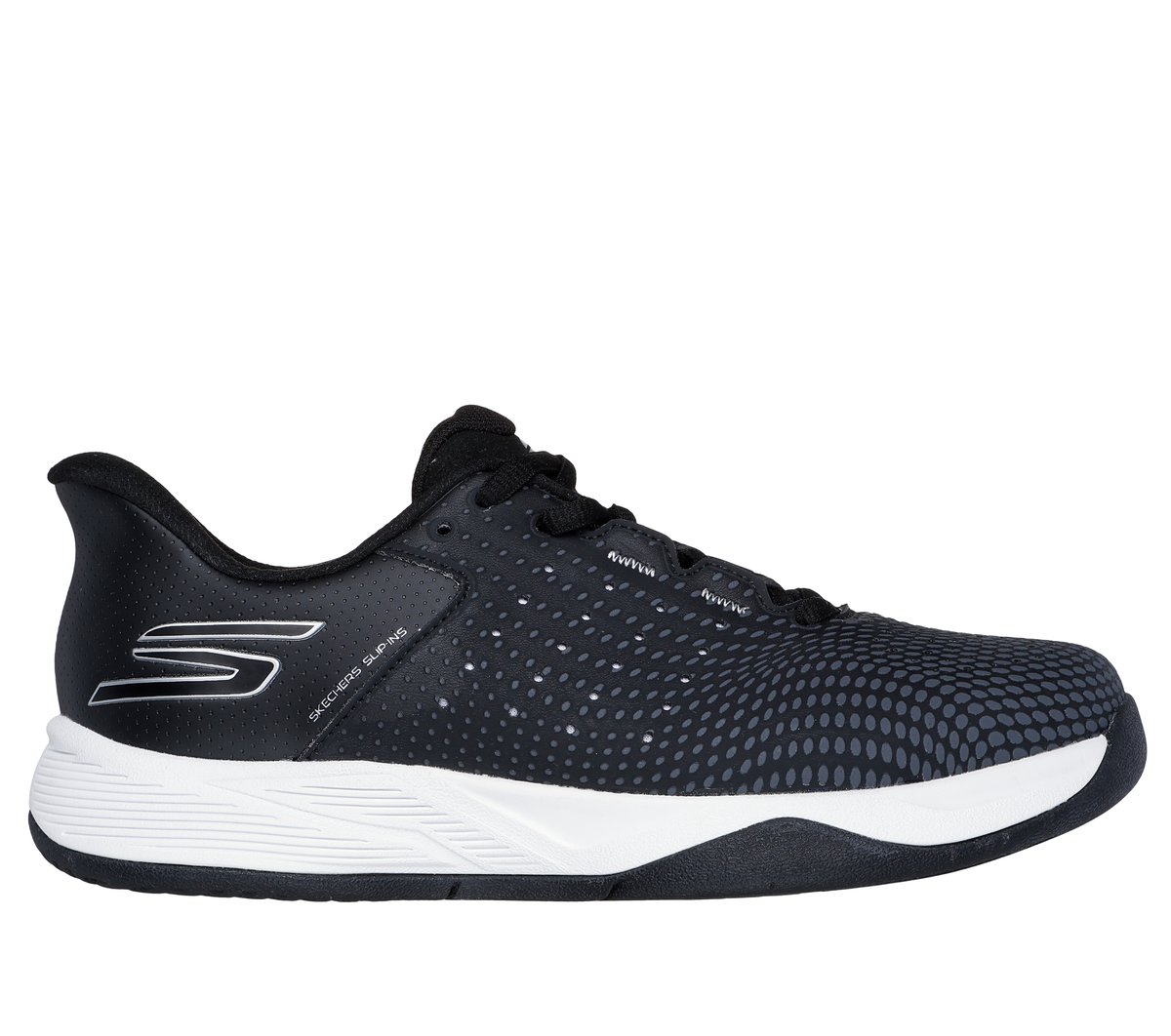Skechers Dames Slip-ins Relaxed Fit: Viper Court Reload CM Zwart/Wit, Maat 35, Vegan, Mag in de wasmachine, Arch Fit, Medium