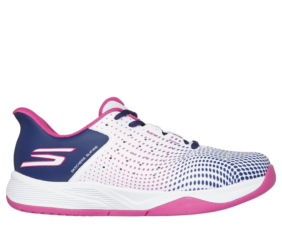 Skechers Dames Slip-ins Relaxed Fit: Viper Court Reload CM Wit/Licht Blauw, Maat 35, Vegan, Mag in de wasmachine, Arch Fit, Medium