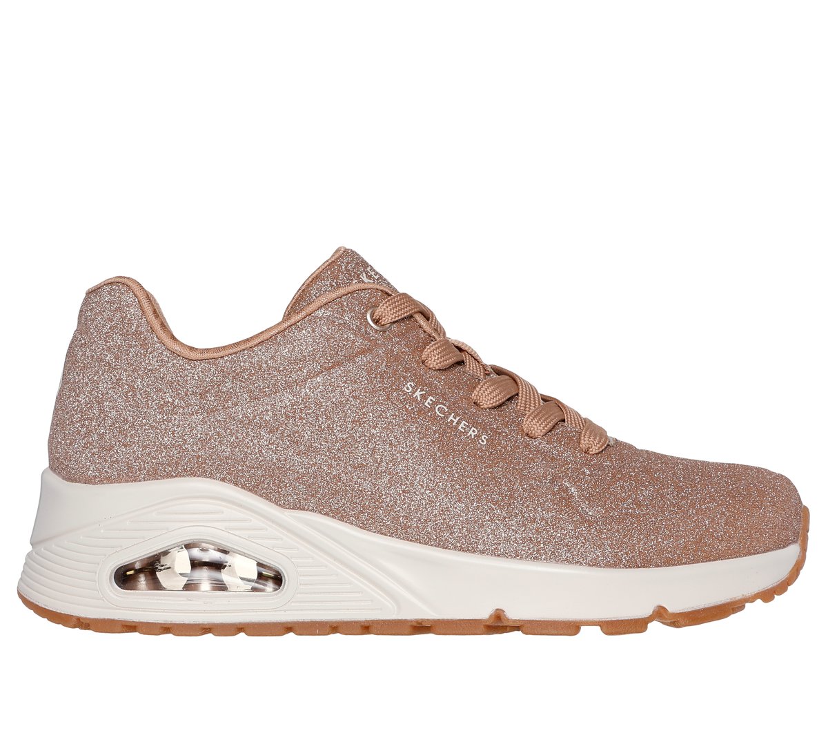 Skechers Dames UNO - Glitter Bomb CM Roosgoud, Maat 35, Medium