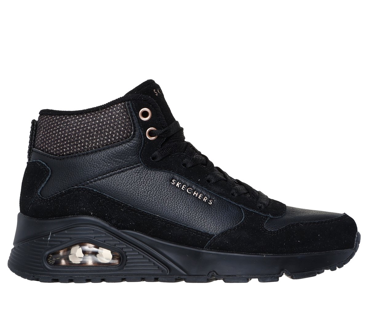 Skechers Dames UNO - Stacre Shine CM Zwart, Maat 35, Medium