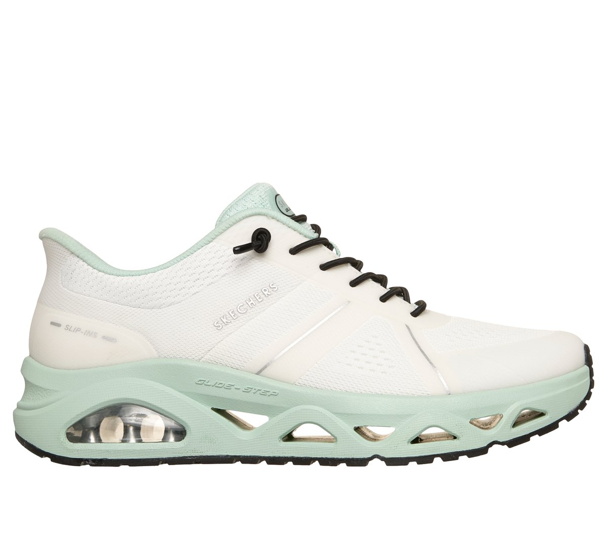 Skechers Slip-ins: UNO Glide-Step - Glide Away Sneaker in Weiss/Mint, Größe 41