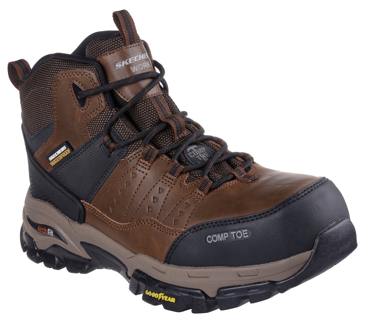 Work Waterproof: Arch Fit Tarver CT - BROWN / BLACK