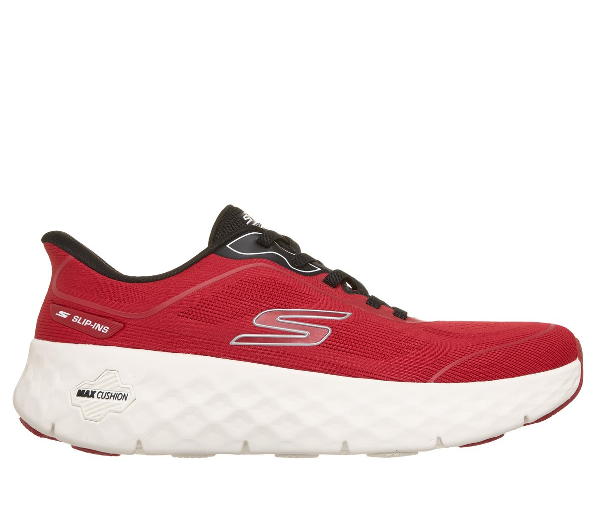 Skechers mężczyźni Slip-ins: GO WALK Max Cushioning Flex - Pave w Czerwony/Czarny, Rozmiar 42, Vegan, Nadają się do prania w pralce Sneakersy