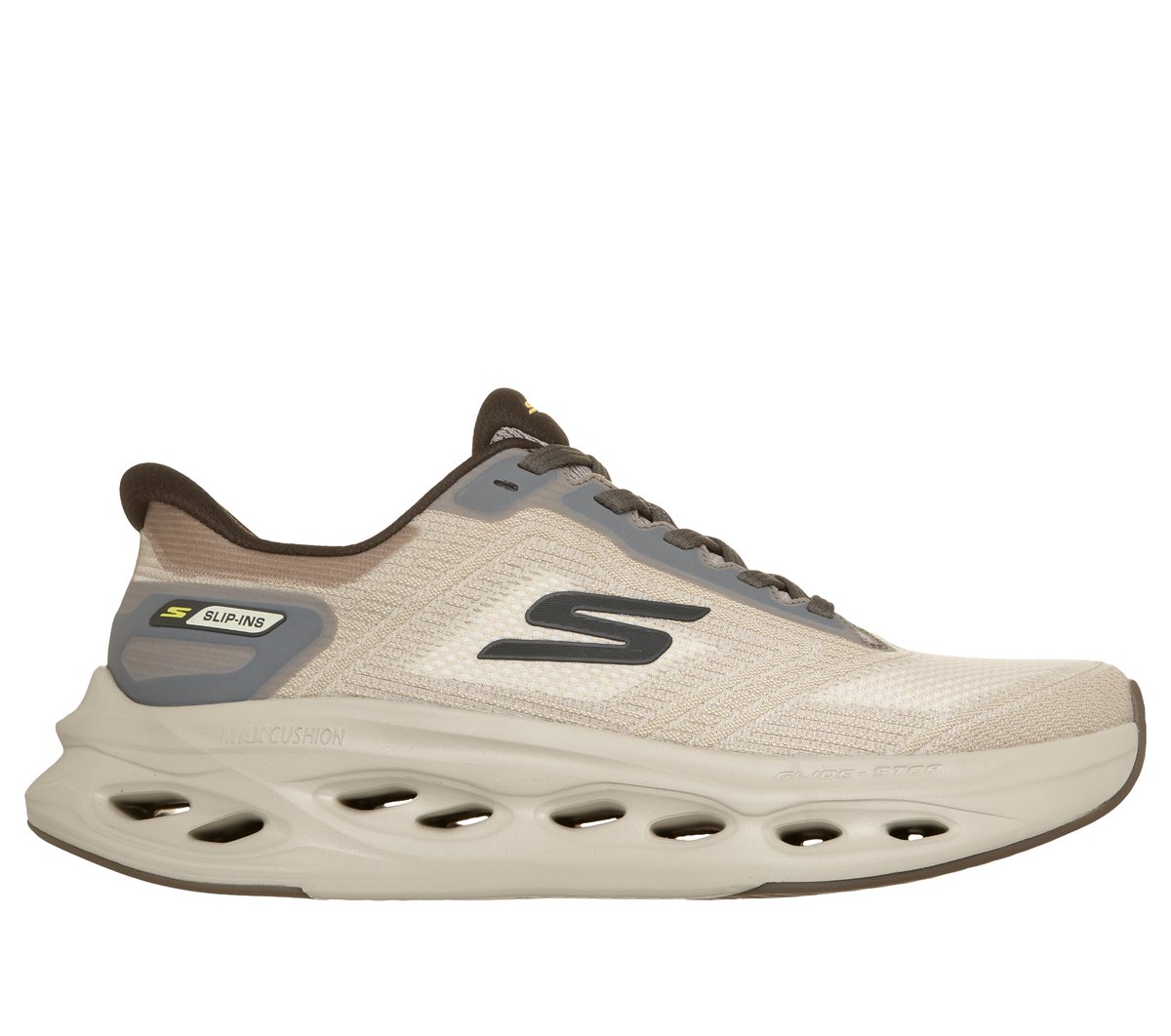 Skechers mężczyźni Slip-ins: Max Cushioning Glide-Step - Cavara w Szarobrazowy, Rozmiar 43, Vegan, Nadają się do prania w pralce Sneakersy